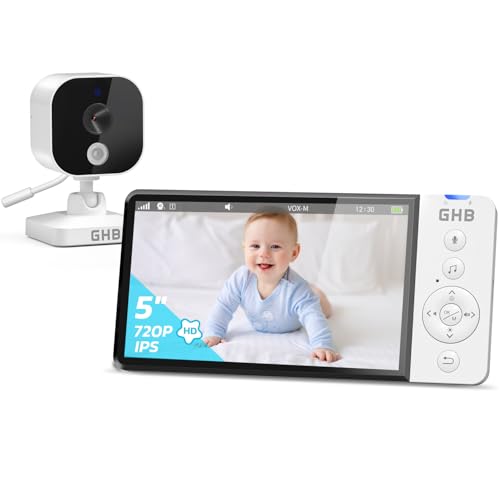 GHB Babyphone mit Kamera 5 Zoll HD 5000mAh...
