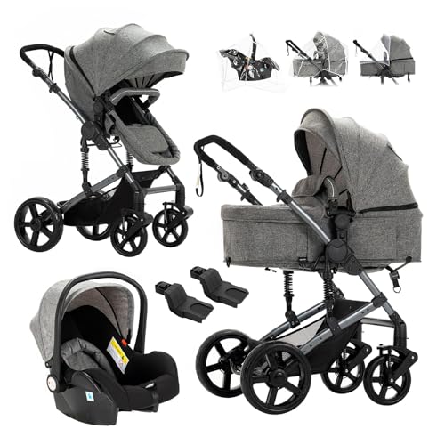 Reenborn Kinderwagen 3 in 1, Buggy mit Zwei...