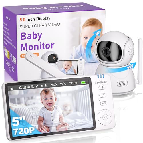 OBVHNUA Babyphone mit Kamera 5 Zoll Video...