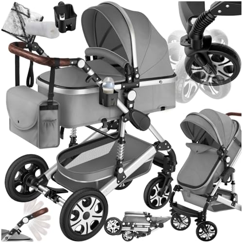 tectake® 2 in 1 Kinderwagen, klappbarer...
